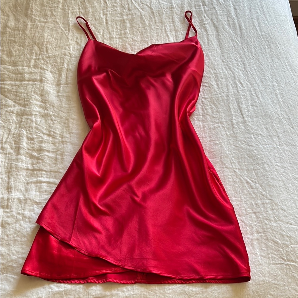 Satin Red Slip Dress. Size medium. Worn once